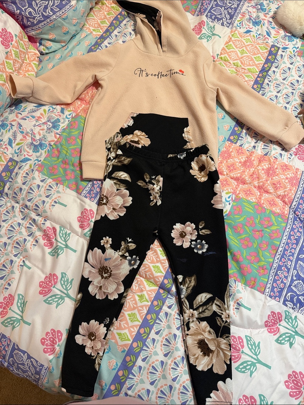 Kids Floral Black Leggings - Comfortable Everyday Bottoms